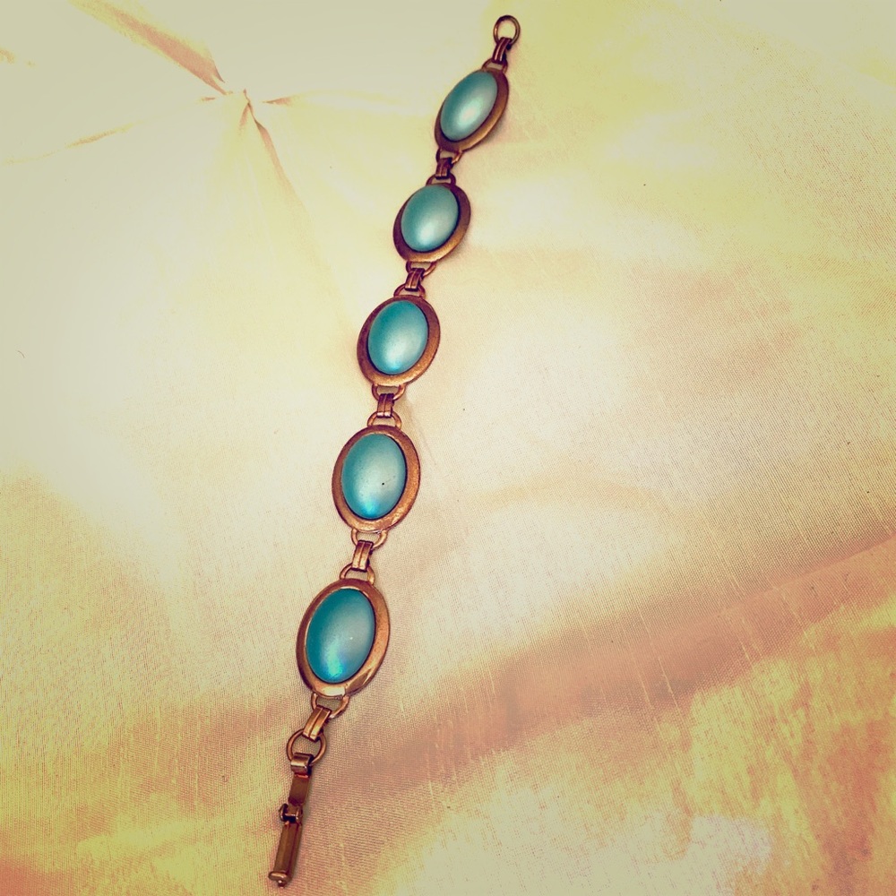 Vintage Bronze Light Blue Raised Bracelet